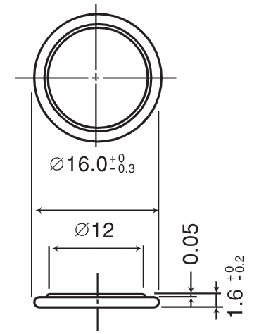 CR1616 Dimensions